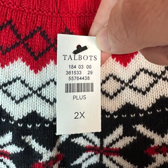 Talbots holiday yolk fair Isle sweater crewneck winter cozycore plus size - Picture 5 of 10